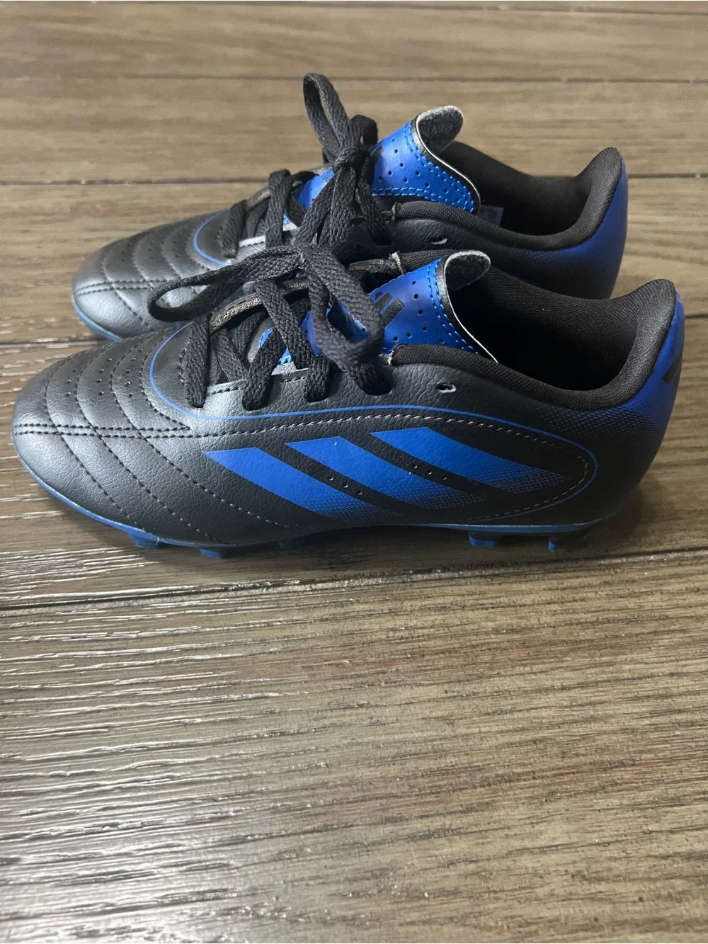 adidas Kids Black and Blue Soccer Shoes
